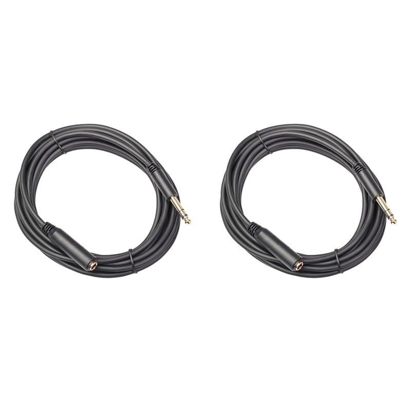 2pcs 1/4 TRS 6.35MM Male to 6.35MM Female Stereo Extension Cable Gold Plated Headphone Extension Cable Cord 180cm