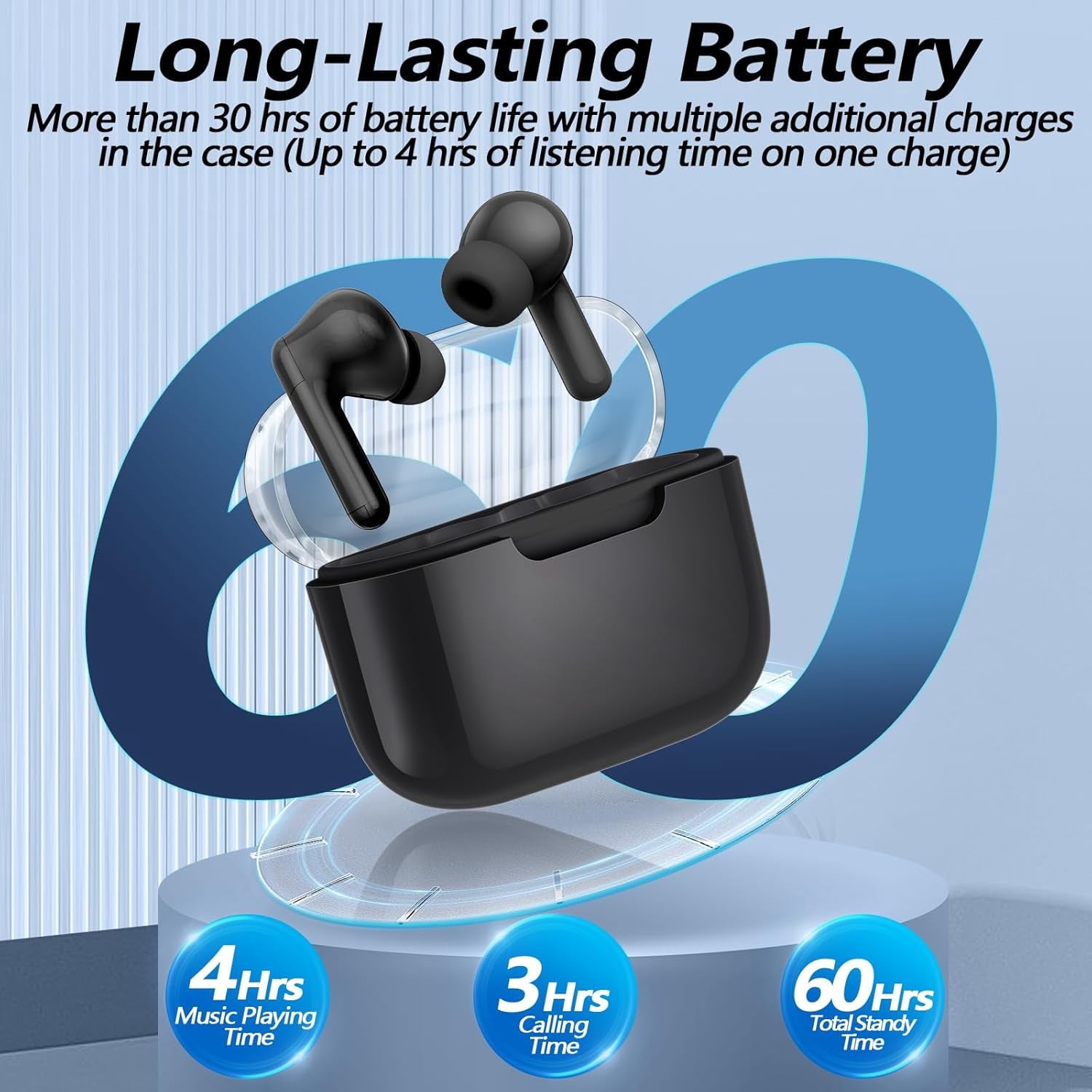 P3 Wireless Earbuds Bluetooth 5.3 Headphones, Deep Bass Stereo with Microphone Earphones in-Ear, Immersive Premium Sound Ear Buds for iPhone, Android-Black