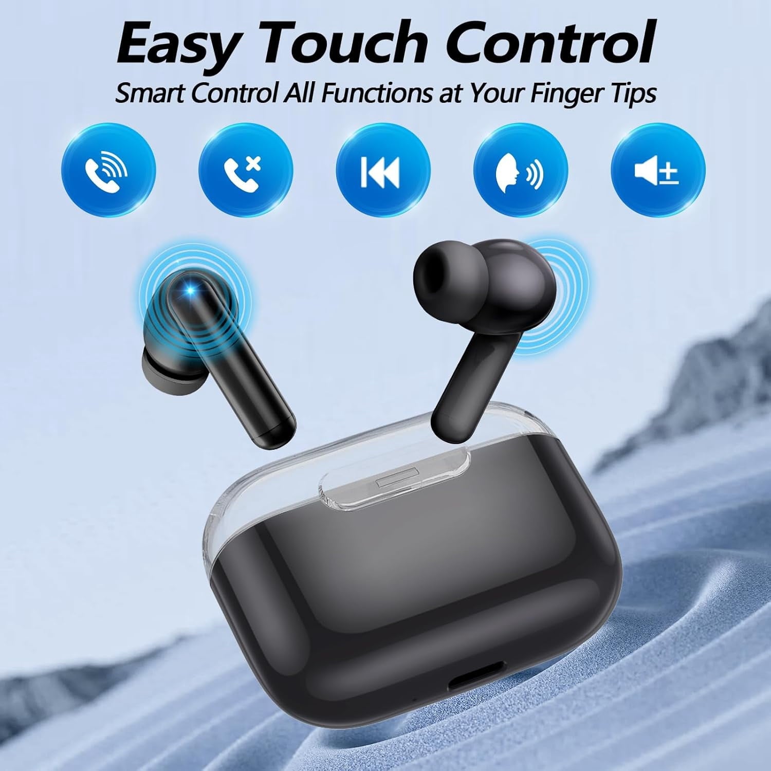 P3 Wireless Earbuds Bluetooth 5.3 Headphones, Deep Bass Stereo with Microphone Earphones in-Ear, Immersive Premium Sound Ear Buds for iPhone, Android-Black
