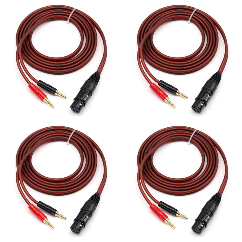 4X XLR to Banana Speaker Cable,XLR 3 Pin Female to Dual Banana Plugs Audio Cable, Gold-Plated 4mm Plug to XLR3 Pro HiFi