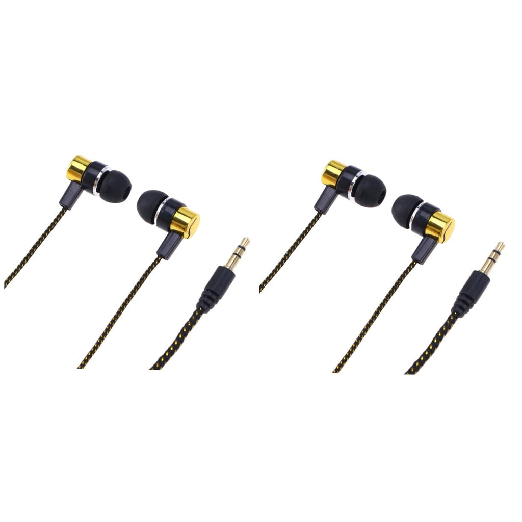 FONDOTIN Copper Metal Earphones in , 2-Pack Wired Headphones for Men and Women, Daily Use, Running, Comfortable Fit