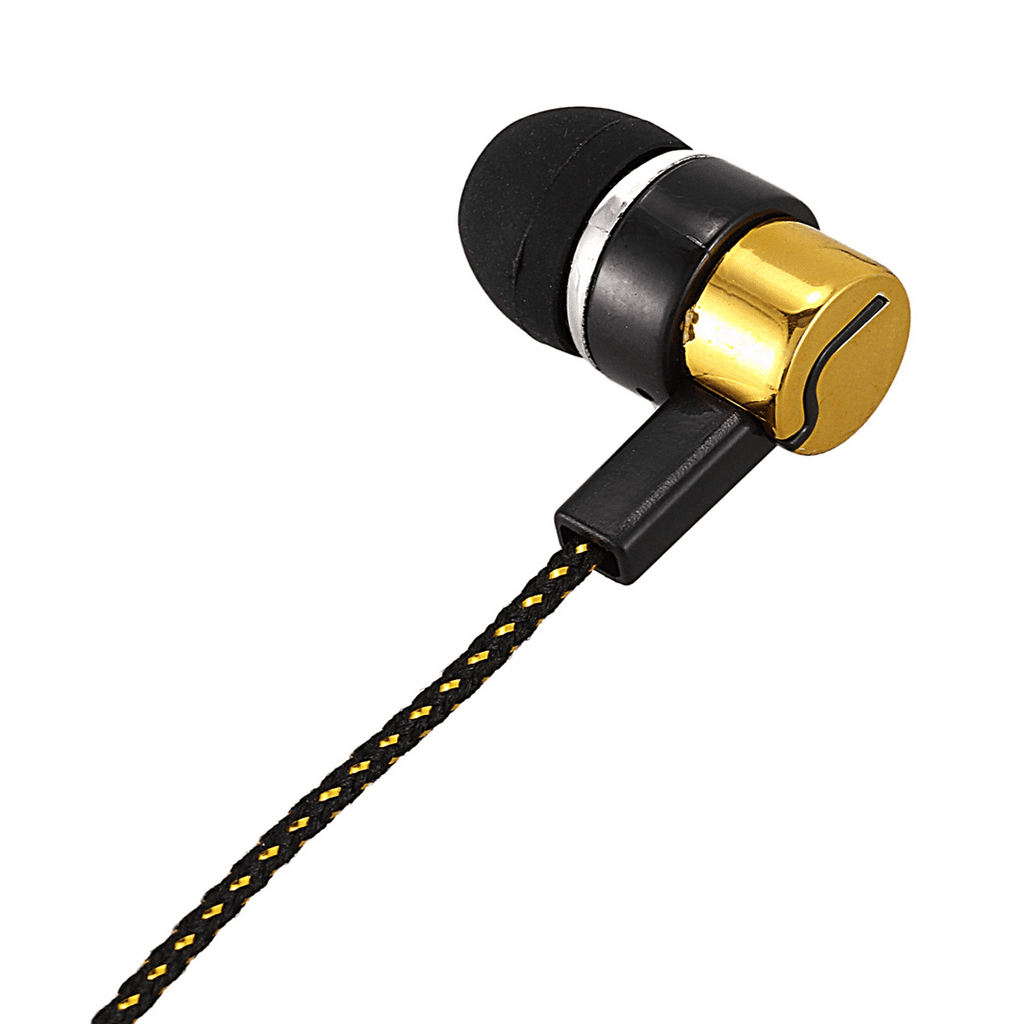 5X 1.1M Reflective Fiber Cloth Line Noise Isolating Stereo In-Ear Earphone Headphones with 3.5 mm Jack Standard Golden