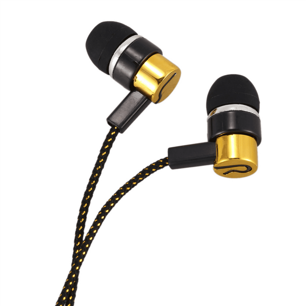 5X 1.1M Reflective Fiber Cloth Line Noise Isolating Stereo In-Ear Earphone Headphones with 3.5 mm Jack Standard Golden