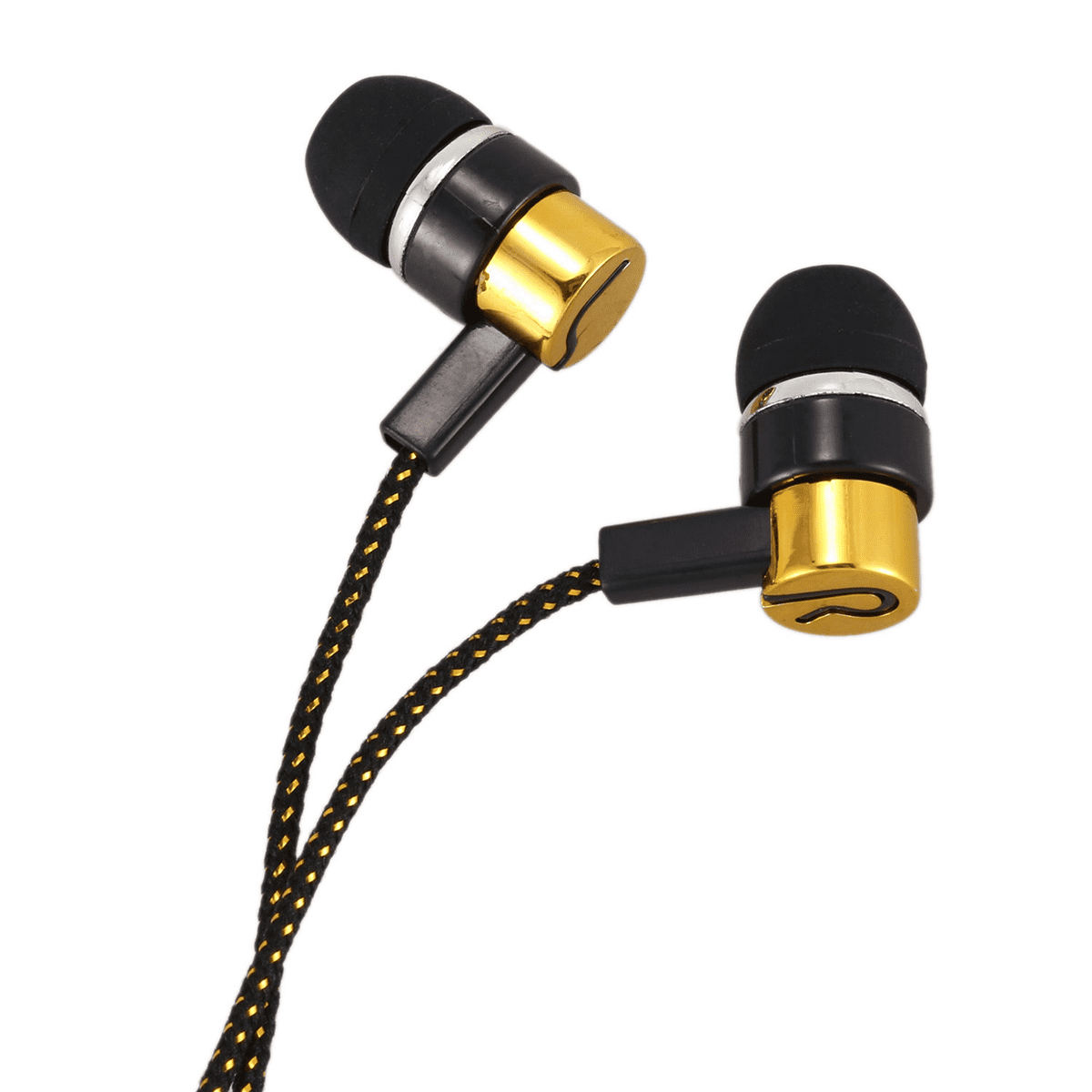 5X 1.1M Reflective Fiber Cloth Line Noise Isolating Stereo In-Ear Earphone Headphones with 3.5 mm Jack Standard Golden