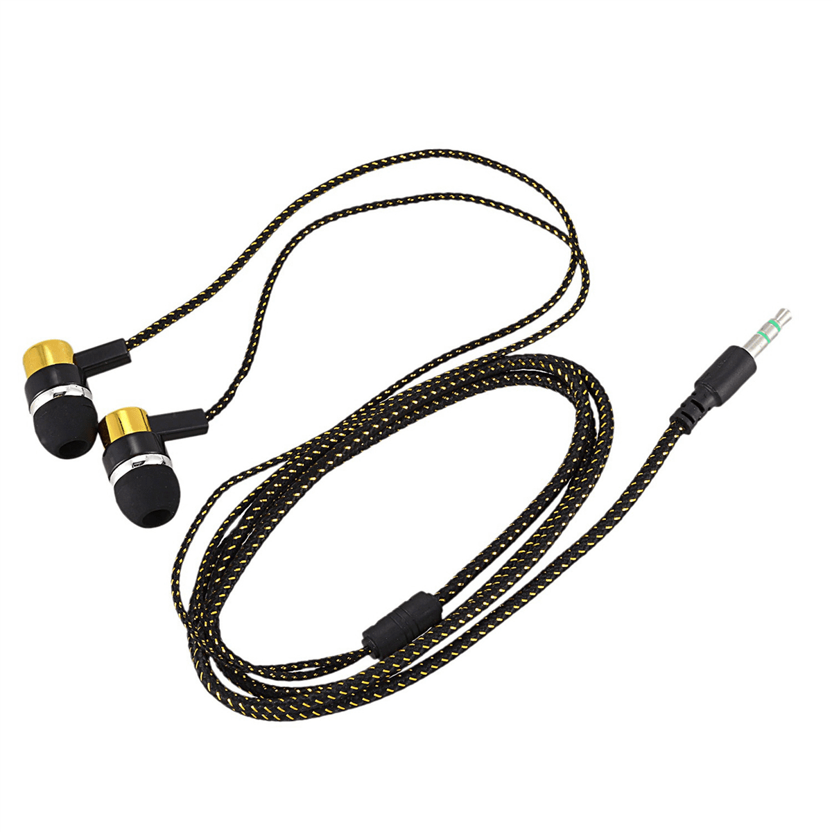 5X 1.1M Reflective Fiber Cloth Line Noise Isolating Stereo In-Ear Earphone Headphones with 3.5 mm Jack Standard Golden