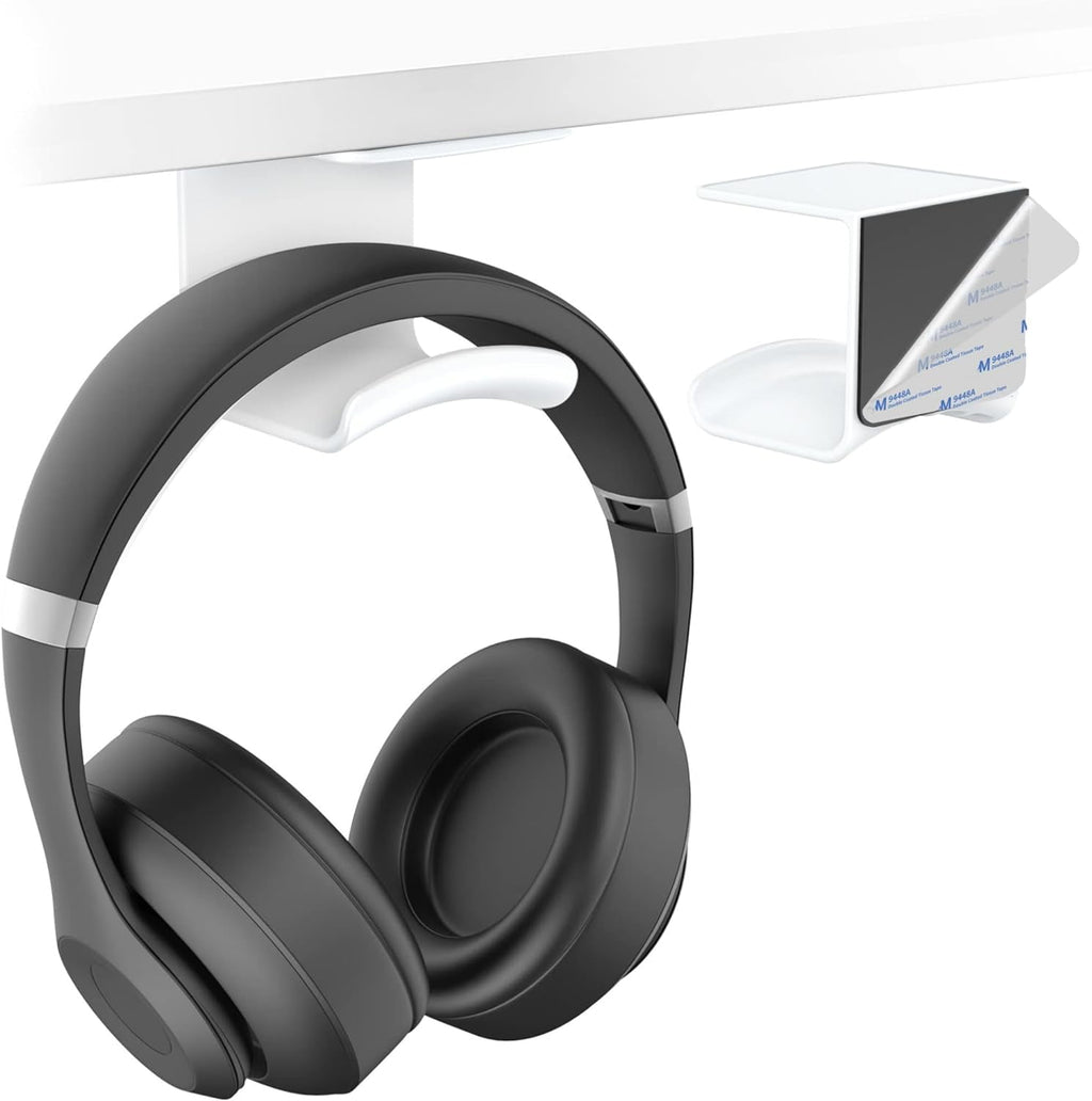 Under Desk Headphone Hook - Adhesive Gaming Headphone Stand Hanger, Table Mount for Most Headphones (Black)