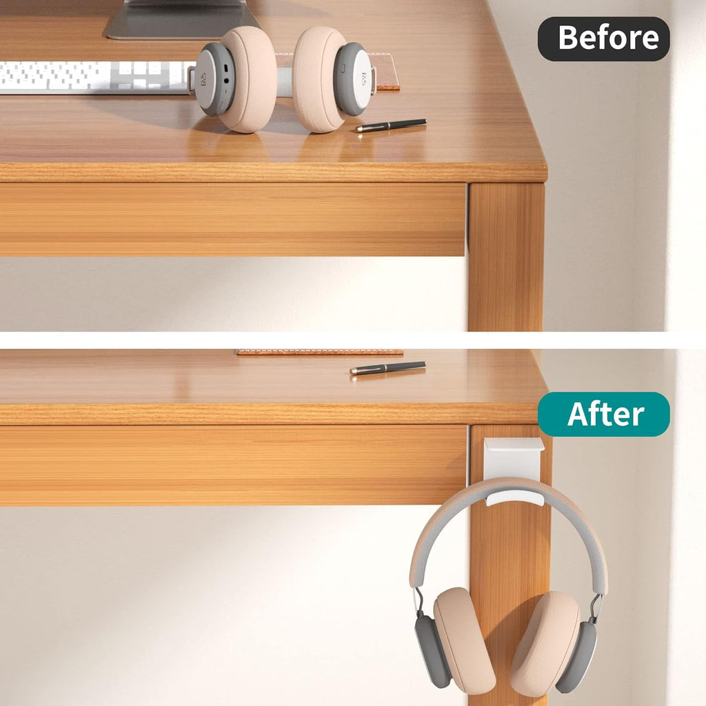 Under Desk Headphone Hook - Adhesive Gaming Headphone Stand Hanger, Table Mount for Most Headphones (Black)