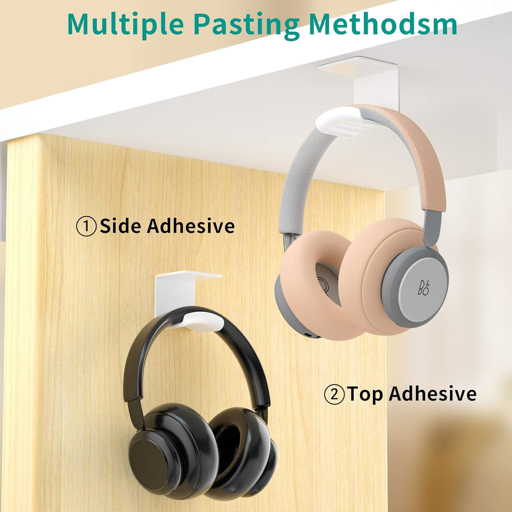 Under Desk Headphone Hook - Adhesive Gaming Headphone Stand Hanger, Table Mount for Most Headphones (Black)
