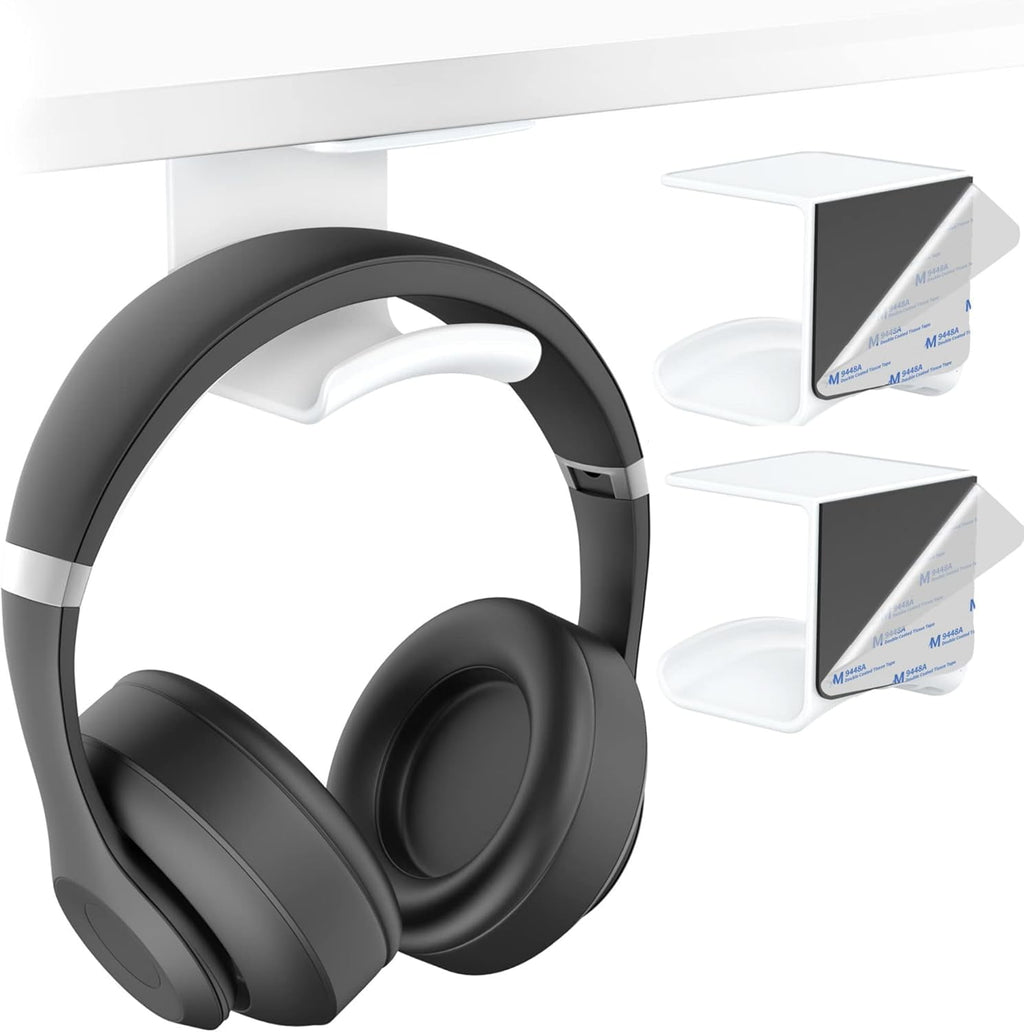 Under Desk Headphone Hook - Adhesive Gaming Headphone Stand Hanger, Table Mount for Most Headphones (Black)