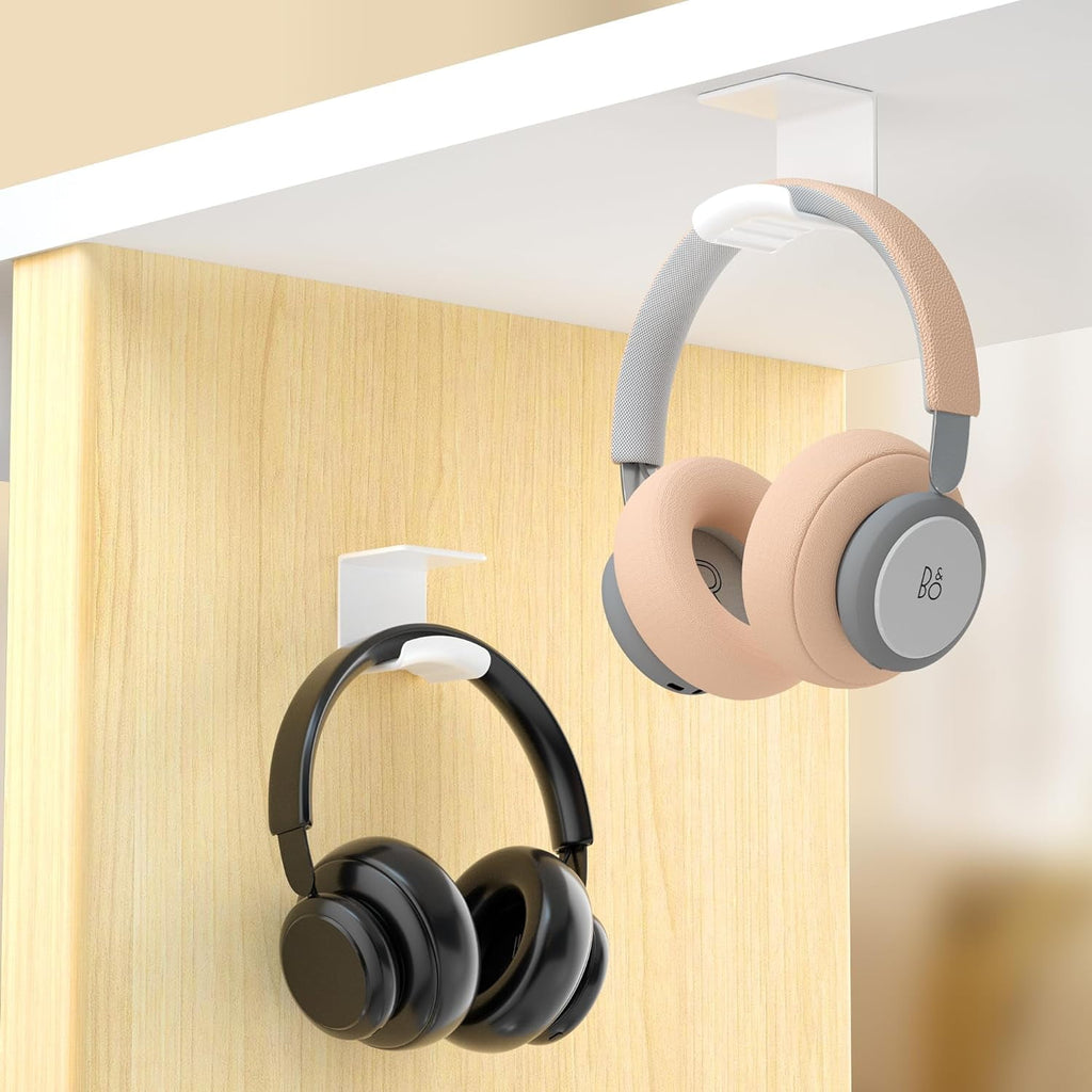 Under Desk Headphone Hook - Adhesive Gaming Headphone Stand Hanger, Table Mount for Most Headphones (Black)