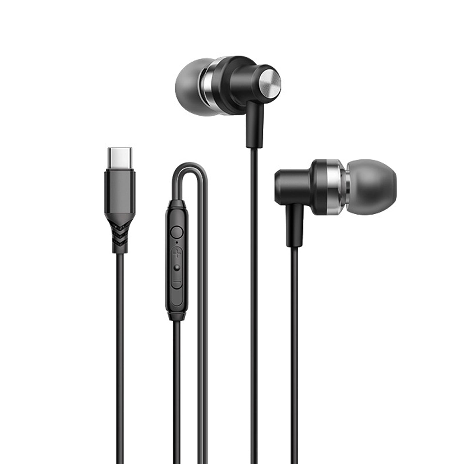 Ergonomic Type C Corded Headphones 120cm Anti Tangling Cord and Clear Sound Metal Stereoed Tuning