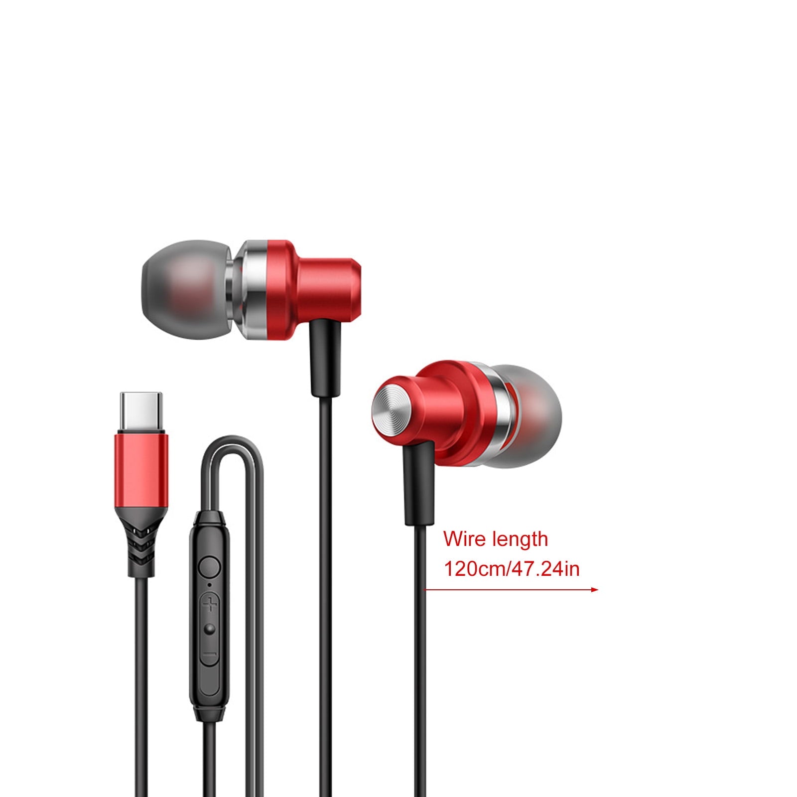 Ergonomic Type C Corded Headphones 120cm Anti Tangling Cord and Clear Sound Metal Stereoed Tuning