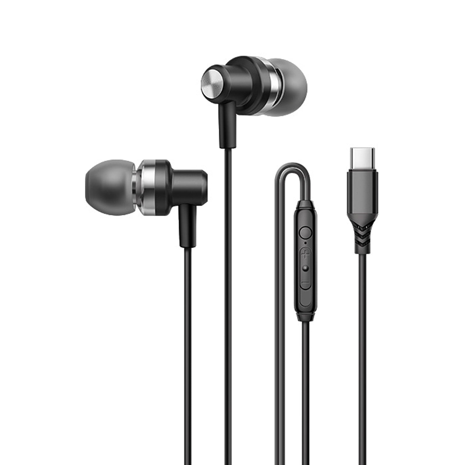 Ergonomic Type C Corded Headphones 120cm Anti Tangling Cord and Clear Sound Metal Stereoed Tuning
