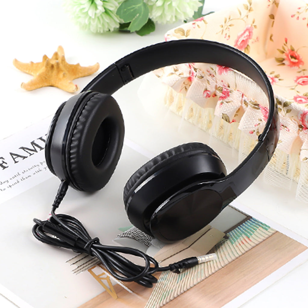 Over-Ear Wired Headphones with Microphone, Comfortable Foldable Design, Portable for Computer, Laptop, Smartphone
