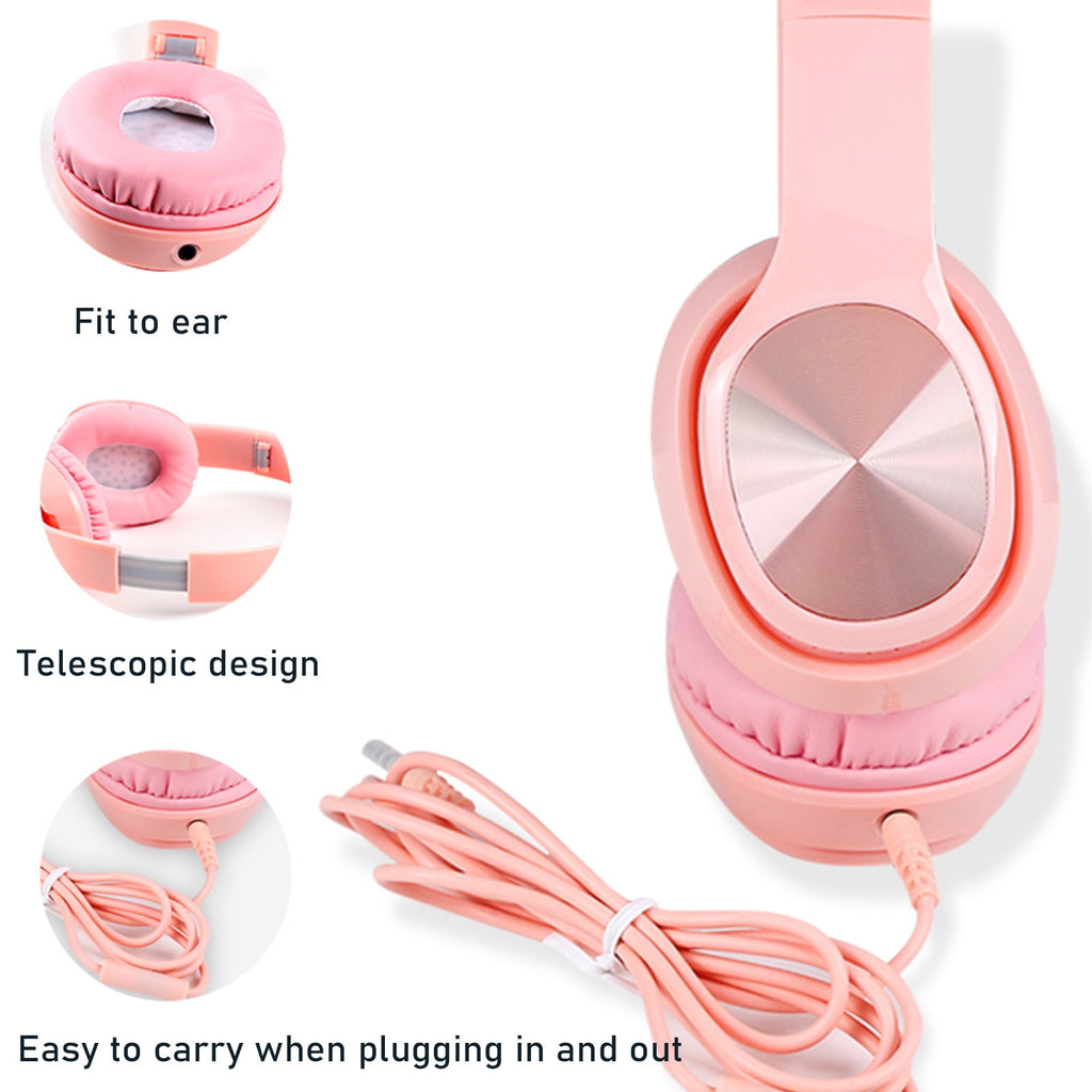 Over-Ear Wired Headphones with Microphone, Comfortable Foldable Design, Portable for Computer, Laptop, Smartphone