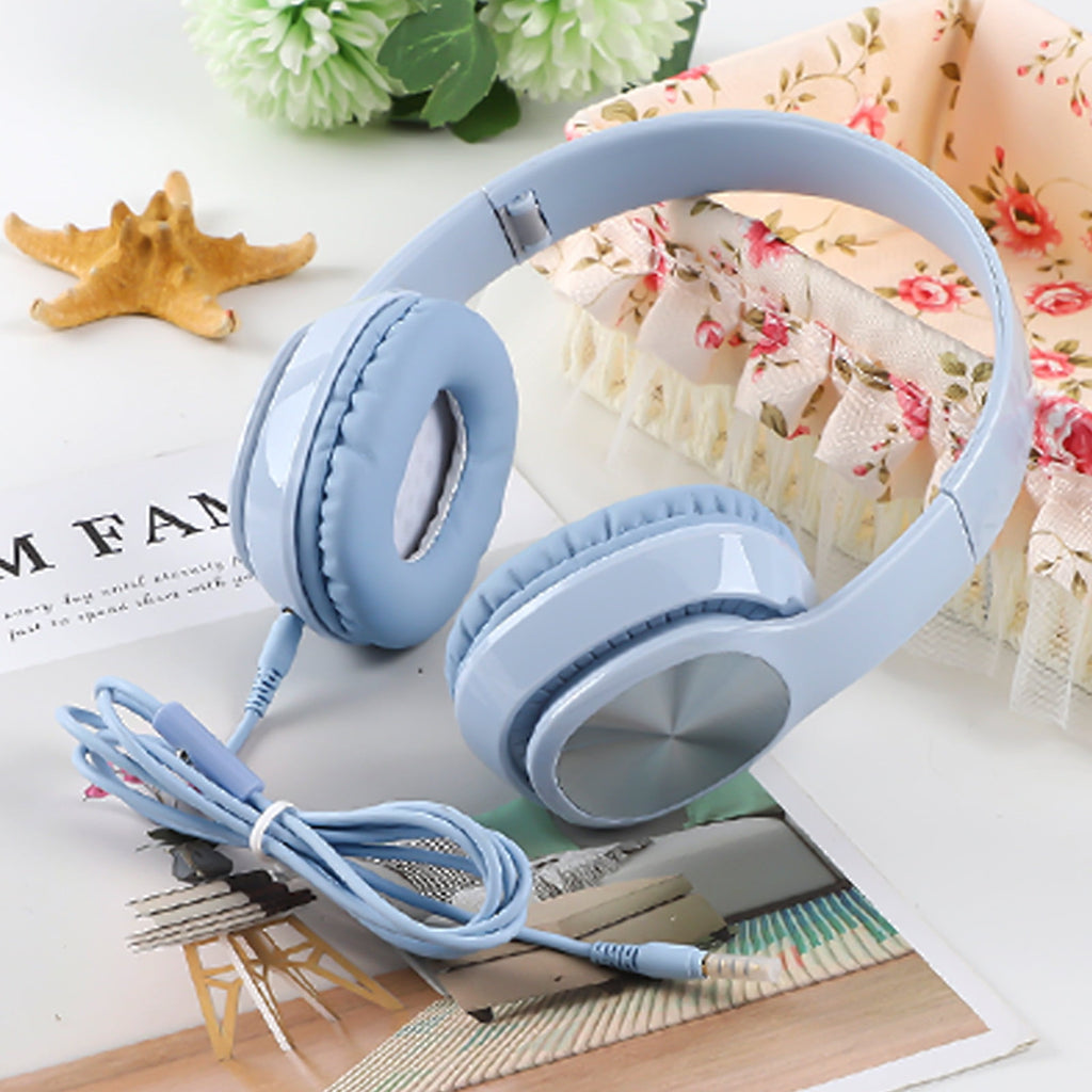 Over-Ear Wired Headphones with Microphone, Comfortable Foldable Design, Portable for Computer, Laptop, Smartphone