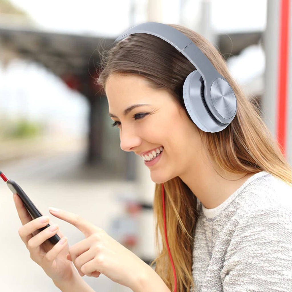 Over-Ear Wired Headphones with Microphone, Comfortable Foldable Design, Portable for Computer, Laptop, Smartphone