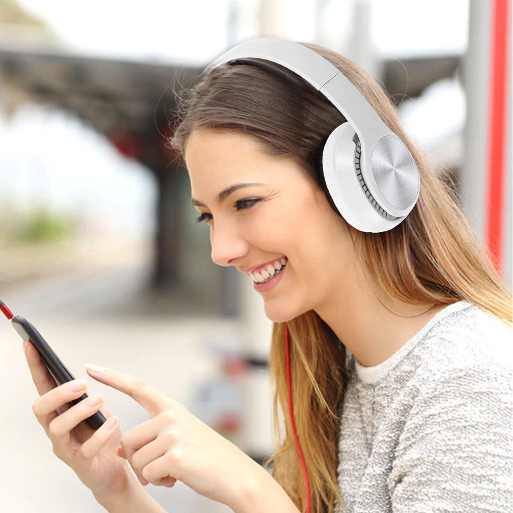 Over-Ear Wired Headphones with Microphone, Comfortable Foldable Design, Portable for Computer, Laptop, Smartphone