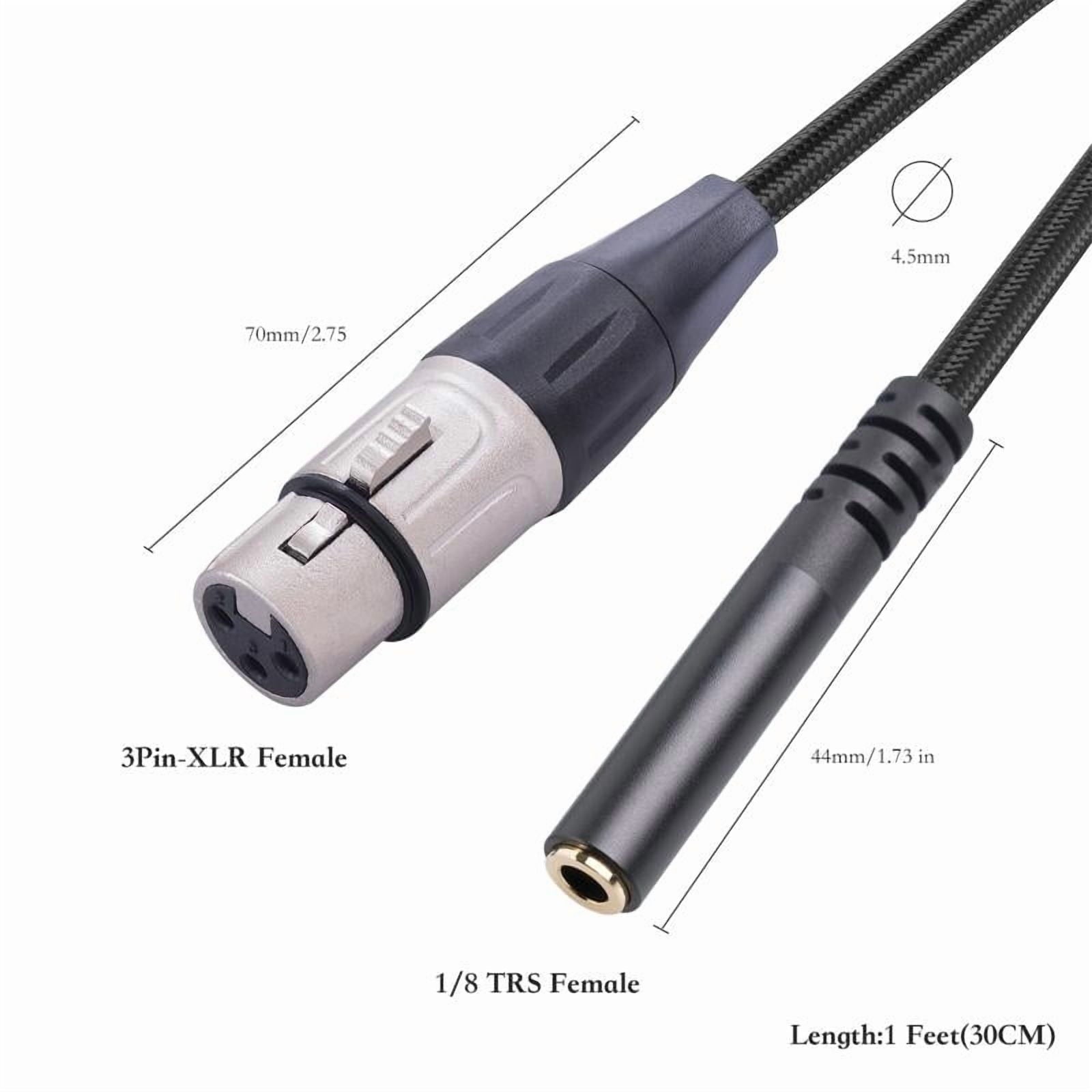 XLR Female to 3.5mm Stereo Audio Adapter Cable, 3-pin XLR Female to 1/8 inch TRS Mini Adapter Cable