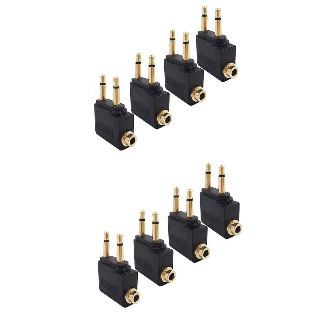 8 Pack Airplane Headphone Adapter ,Airline Airplane Flight Adapters for Headphones, Golden Plated 3.5mm