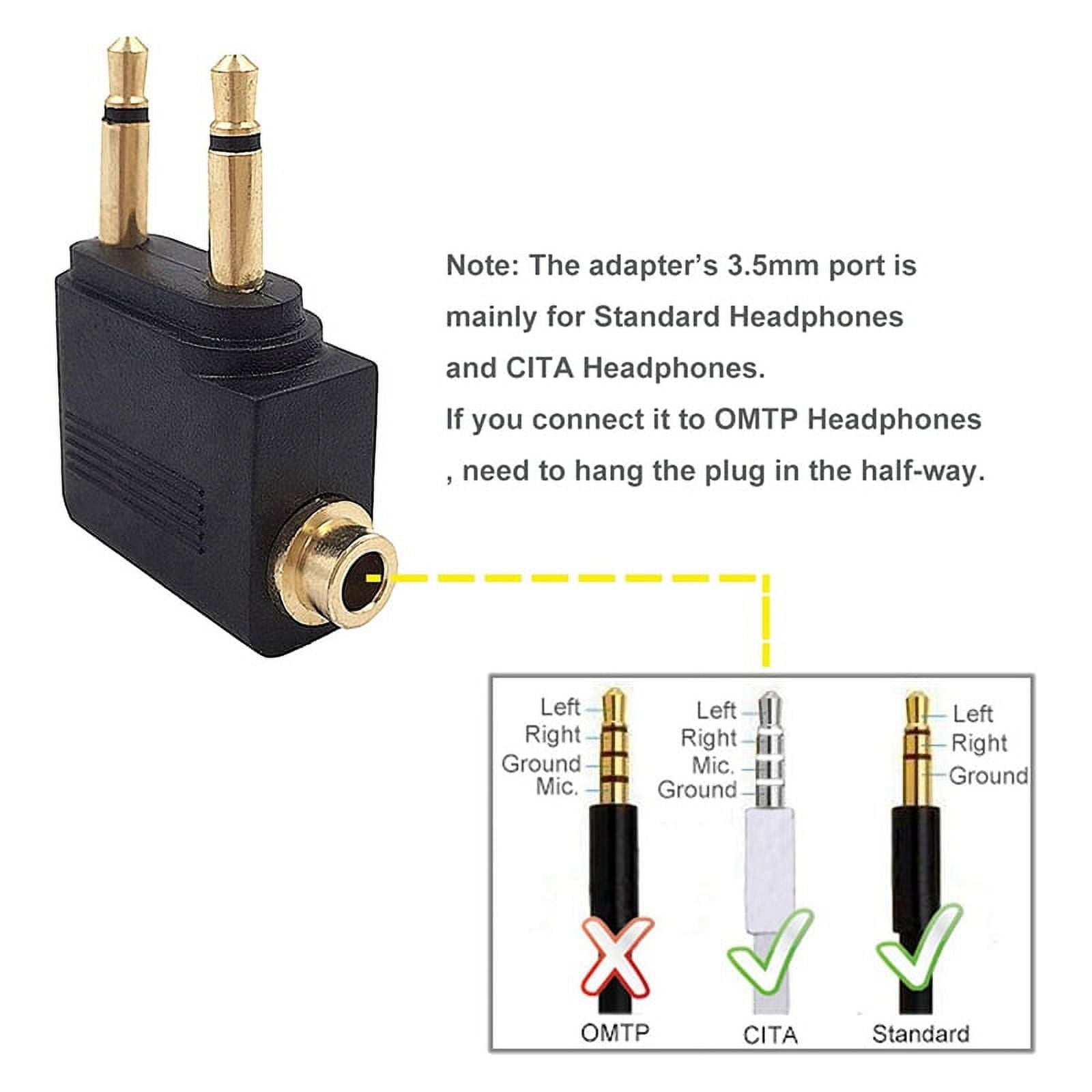 8 Pack Airplane Headphone Adapter ,Airline Airplane Flight Adapters for Headphones, Golden Plated 3.5mm