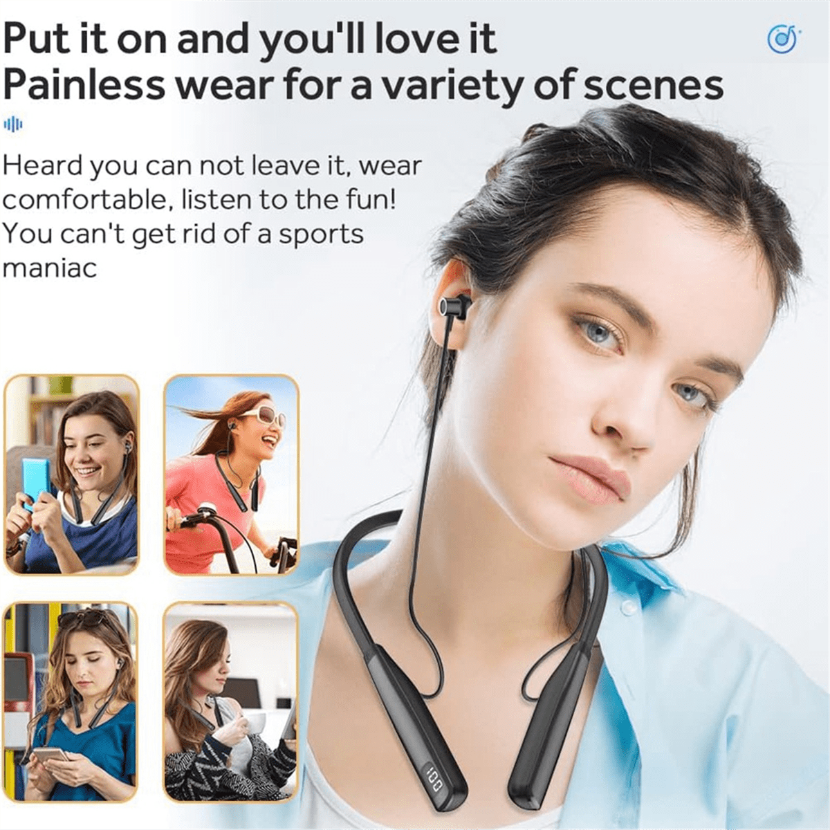 Y10 Wireless Neckband Earphones with Microphone in-Ear Sports Long Battery Life Noise Reduction