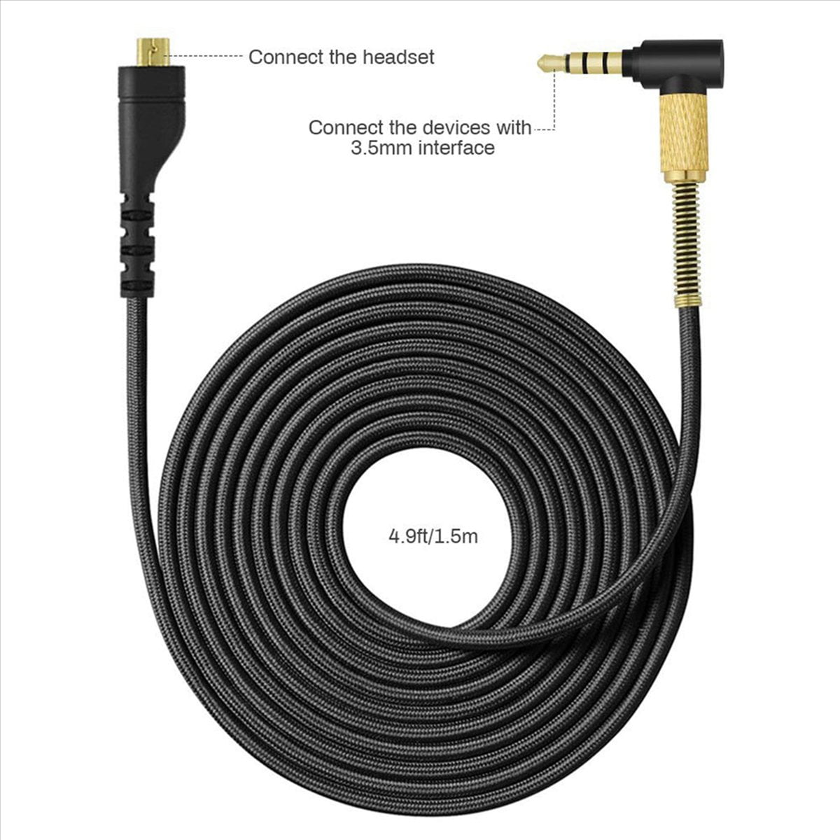 2X Replacement Audio Headset Cord for 5 3 Pro Wireless Gaming Headphones 4.9Ft Cable
