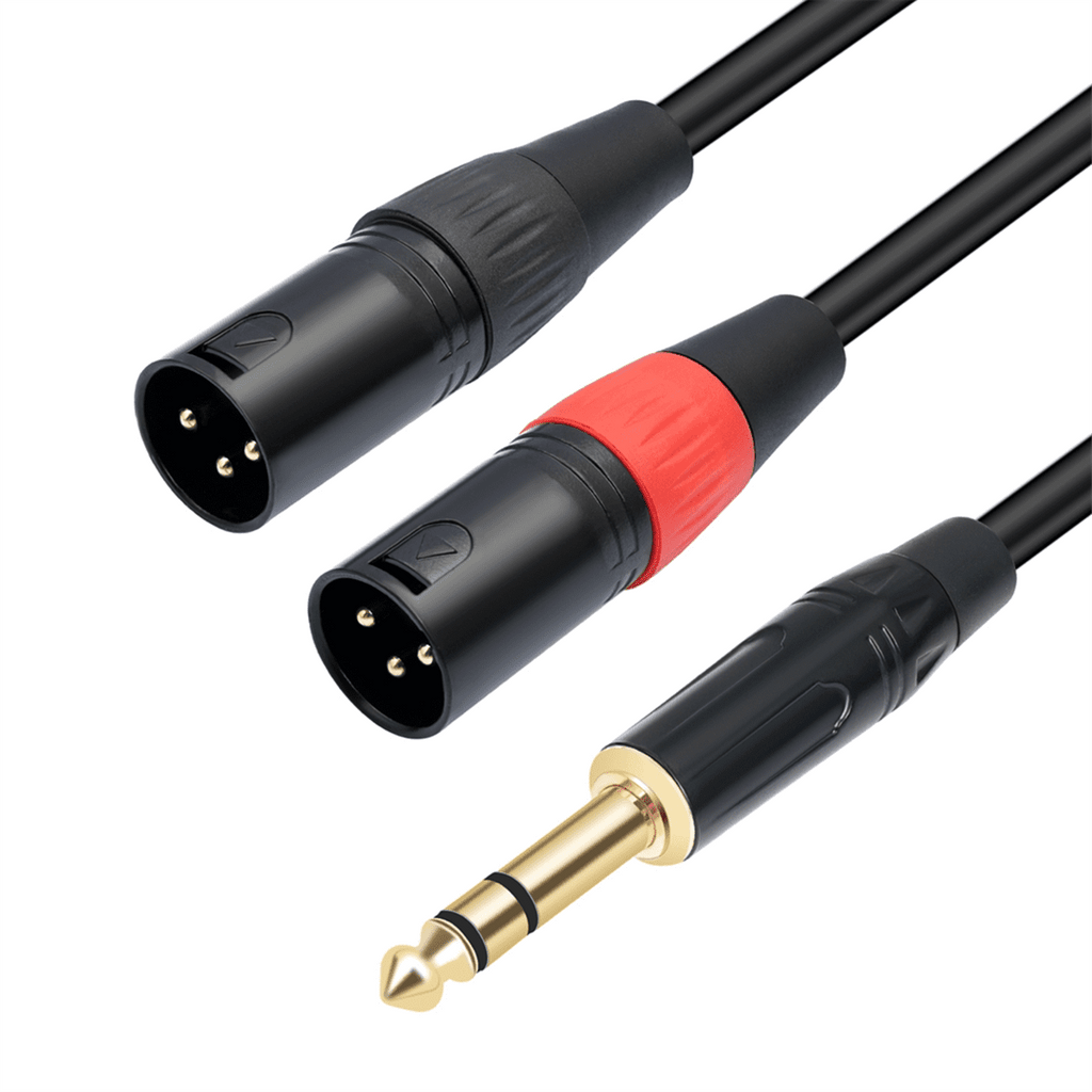 Jack 6.35mm 1/4 TRS Stereo to Double XLR Male Audio Cable Extension Cable Y Splitter Audio Cable 100cm