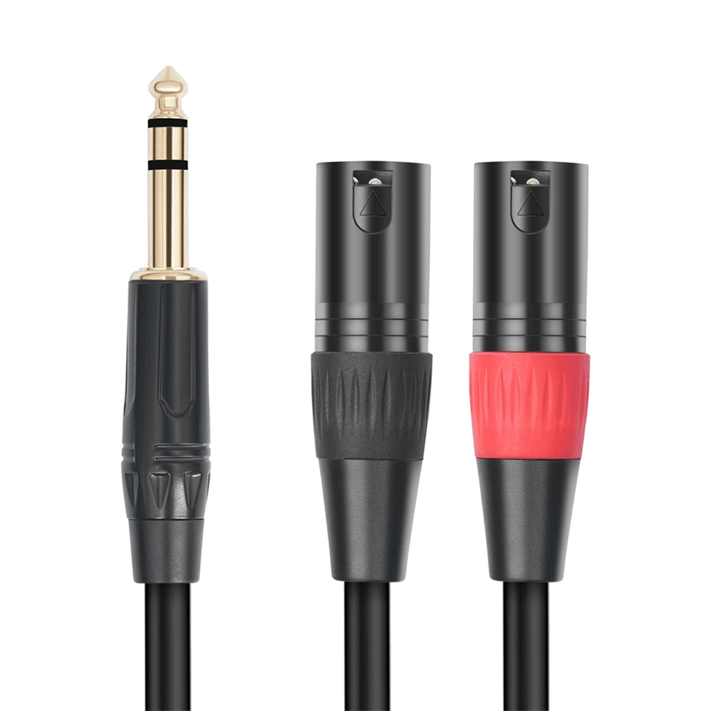 Jack 6.35mm 1/4 TRS Stereo to Double XLR Male Audio Cable Extension Cable Y Splitter Audio Cable 100cm