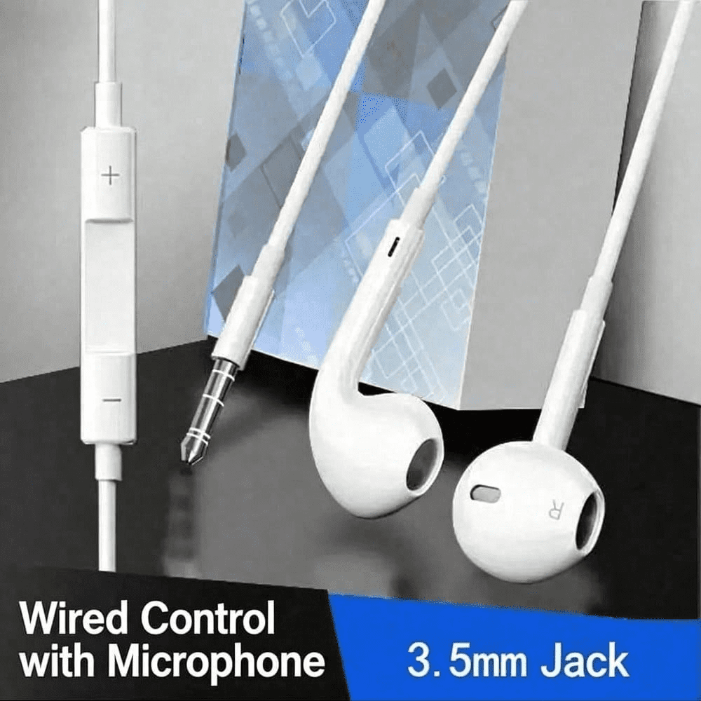 2 pairs of earbud headphones with 3.5mm plug, over-ear wired stereo noise-cancelling headphones, featuring built-in microphone and volume control function. Suitable for smartphones, MP3/4 devices