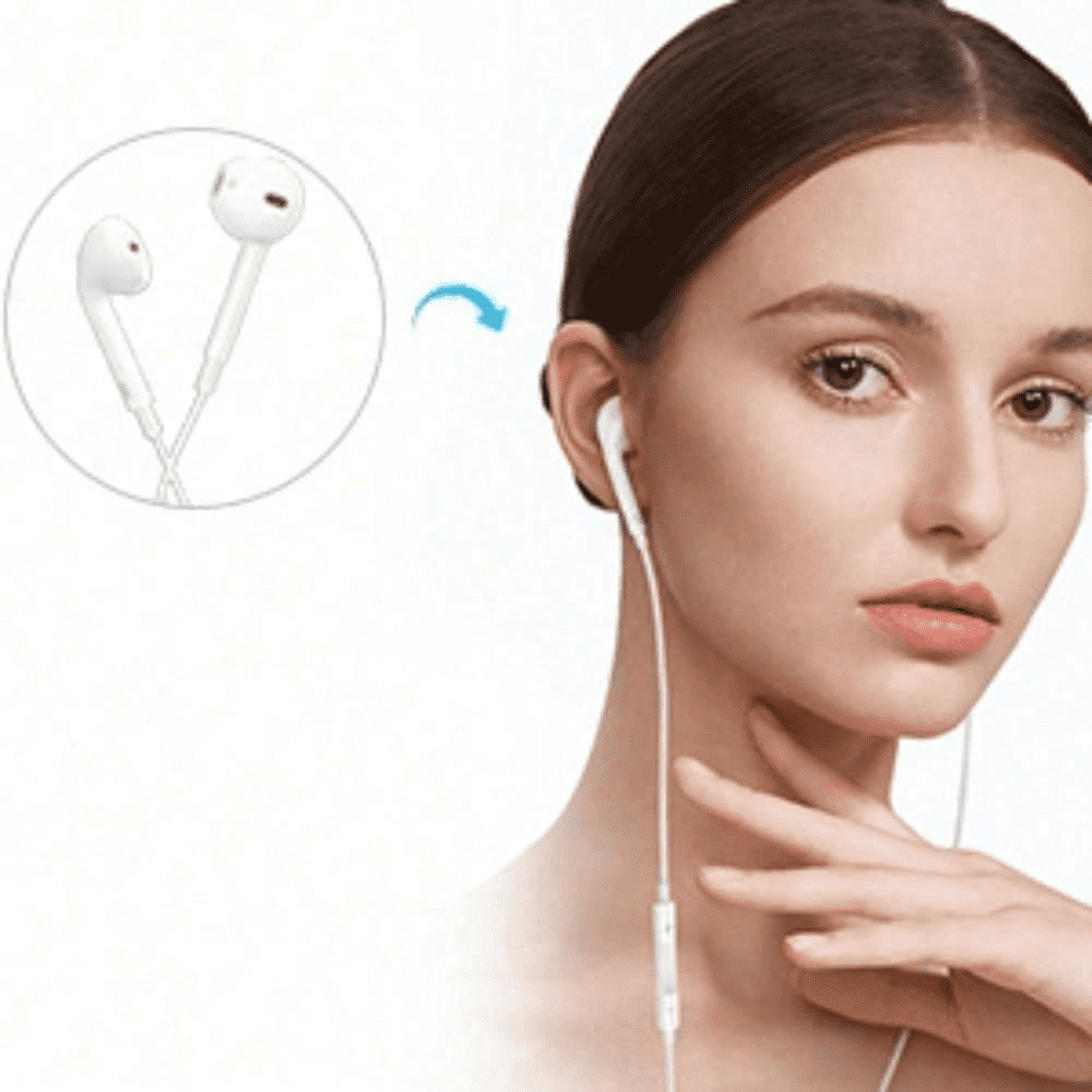 2 pairs of earbud headphones with 3.5mm plug, over-ear wired stereo noise-cancelling headphones, featuring built-in microphone and volume control function. Suitable for smartphones, MP3/4 devices