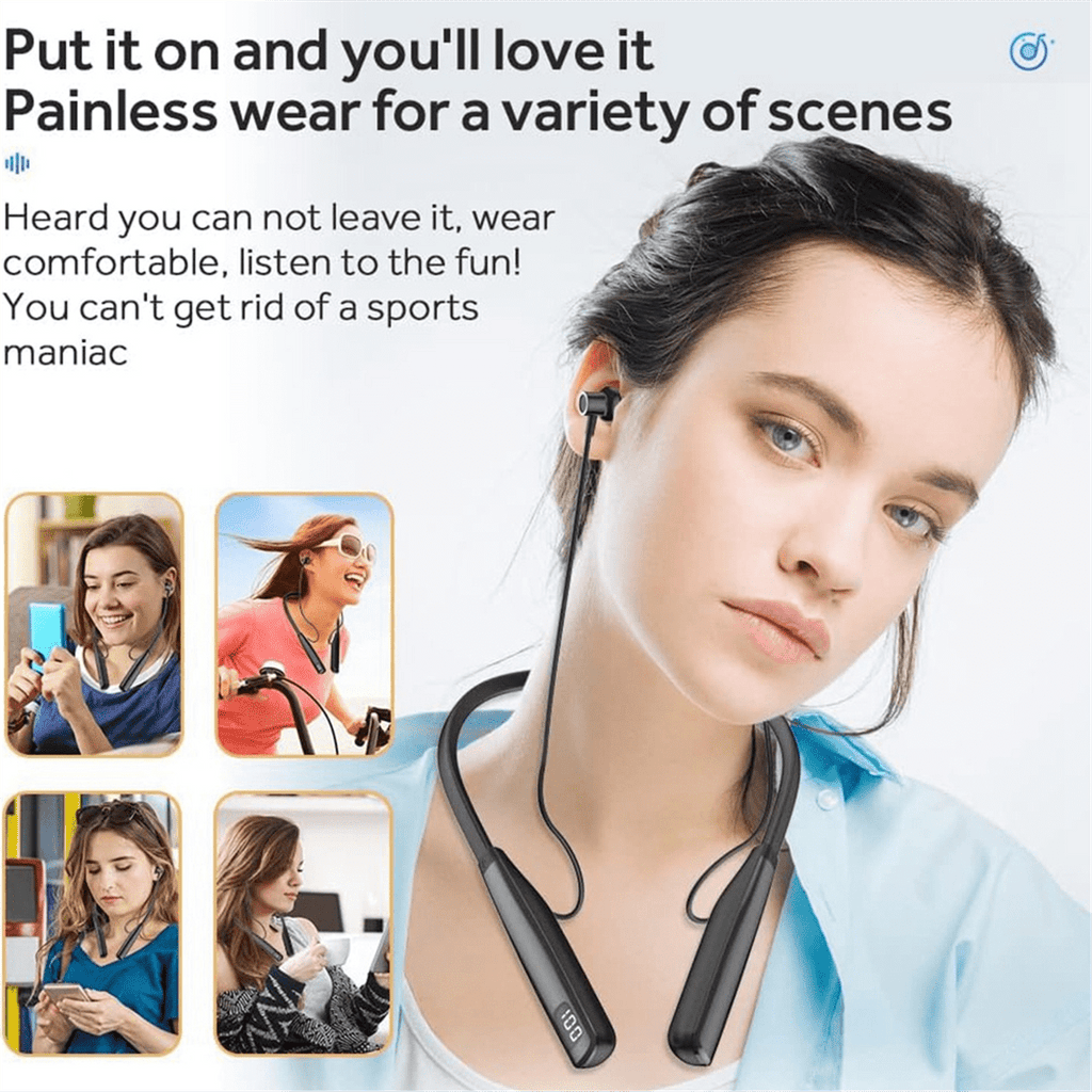 Wireless Neckband Earphones with Microphone in-Ear Sports Earphones