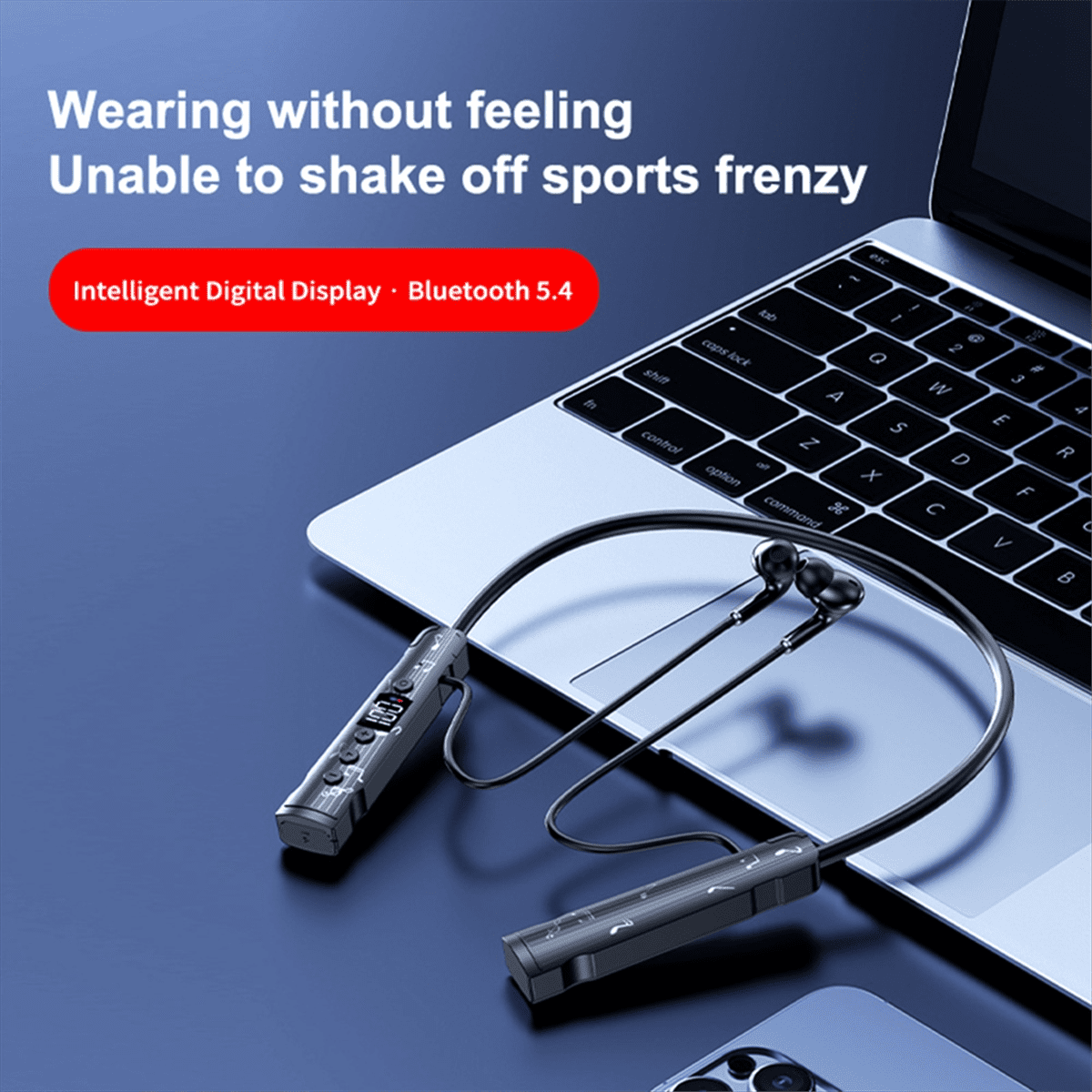 M226 Bluetooth 5.4 Headphone Neckband True Wireless Earphones LED Stereo Sports Headphones with Mic FM Radio Headset,1 * Bluetooth Earphones,Black
