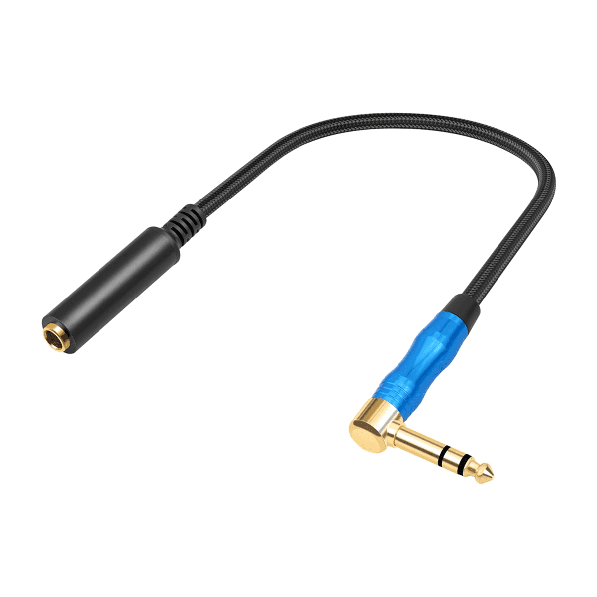 Right Angle 6.35mm TRS Stereo Male to Female Audio Cable,Guitar Extension Cable Cord for Amplifiers,Headphone 30cm