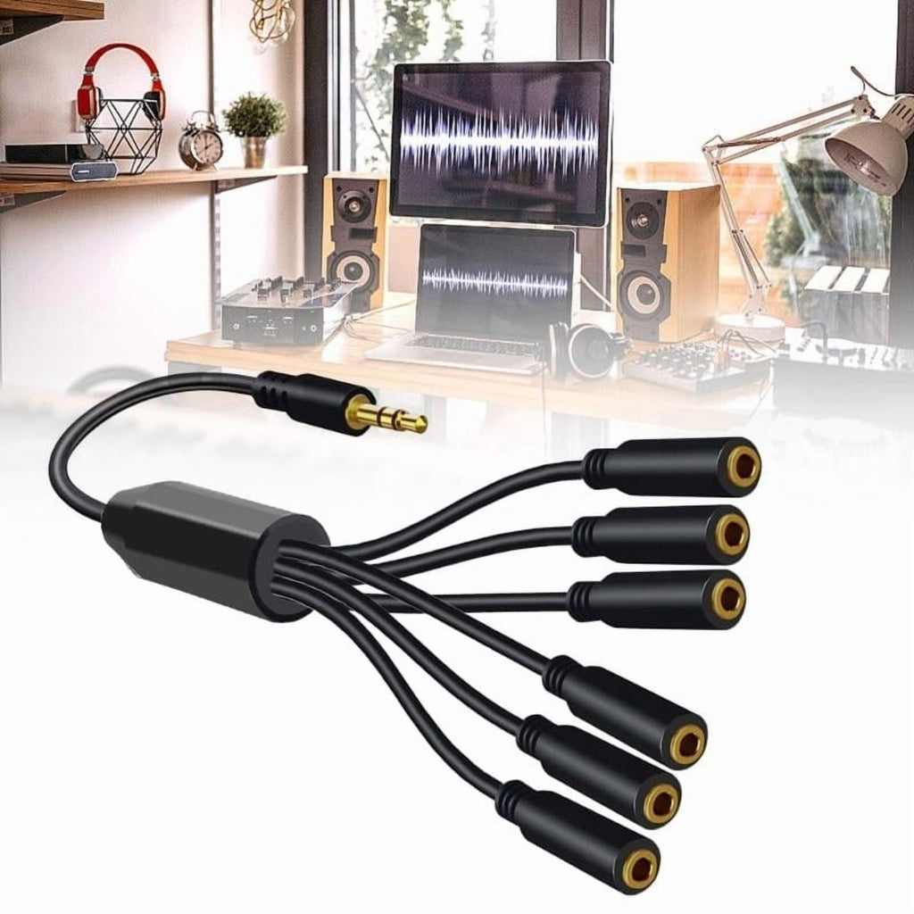 1 in 3/4/5/6 Out 3.5mm AUX Cord Male to Female Stereo AUX Converters Wire Splitter Cable Line for Headphones Speaker