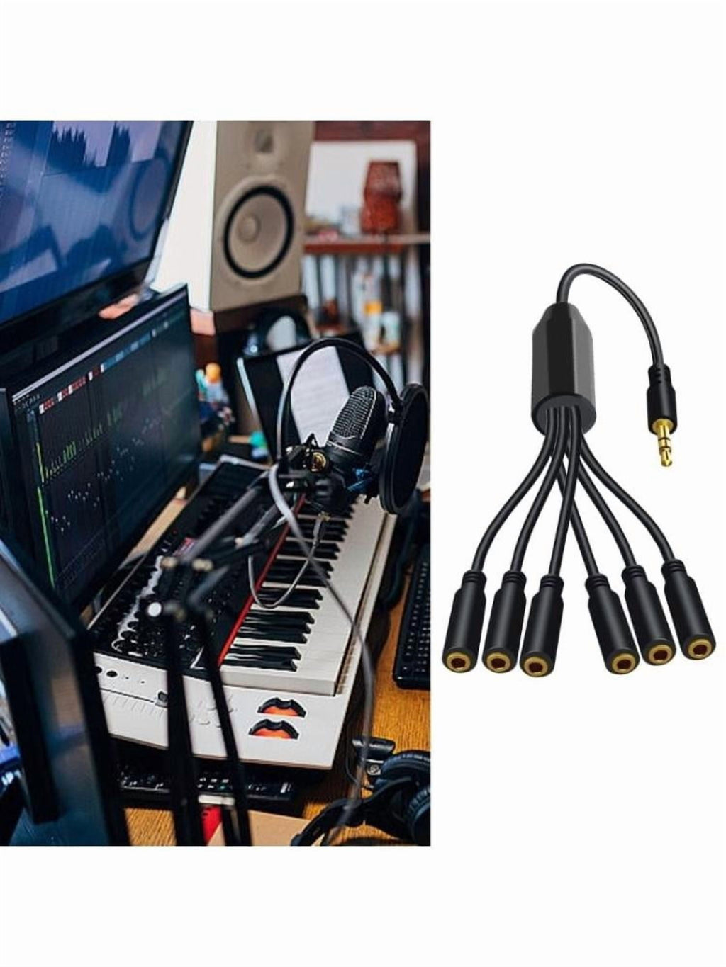 1 in 3/4/5/6 Out 3.5mm AUX Cord Male to Female Stereo AUX Converters Wire Splitter Cable Line for Headphones Speaker