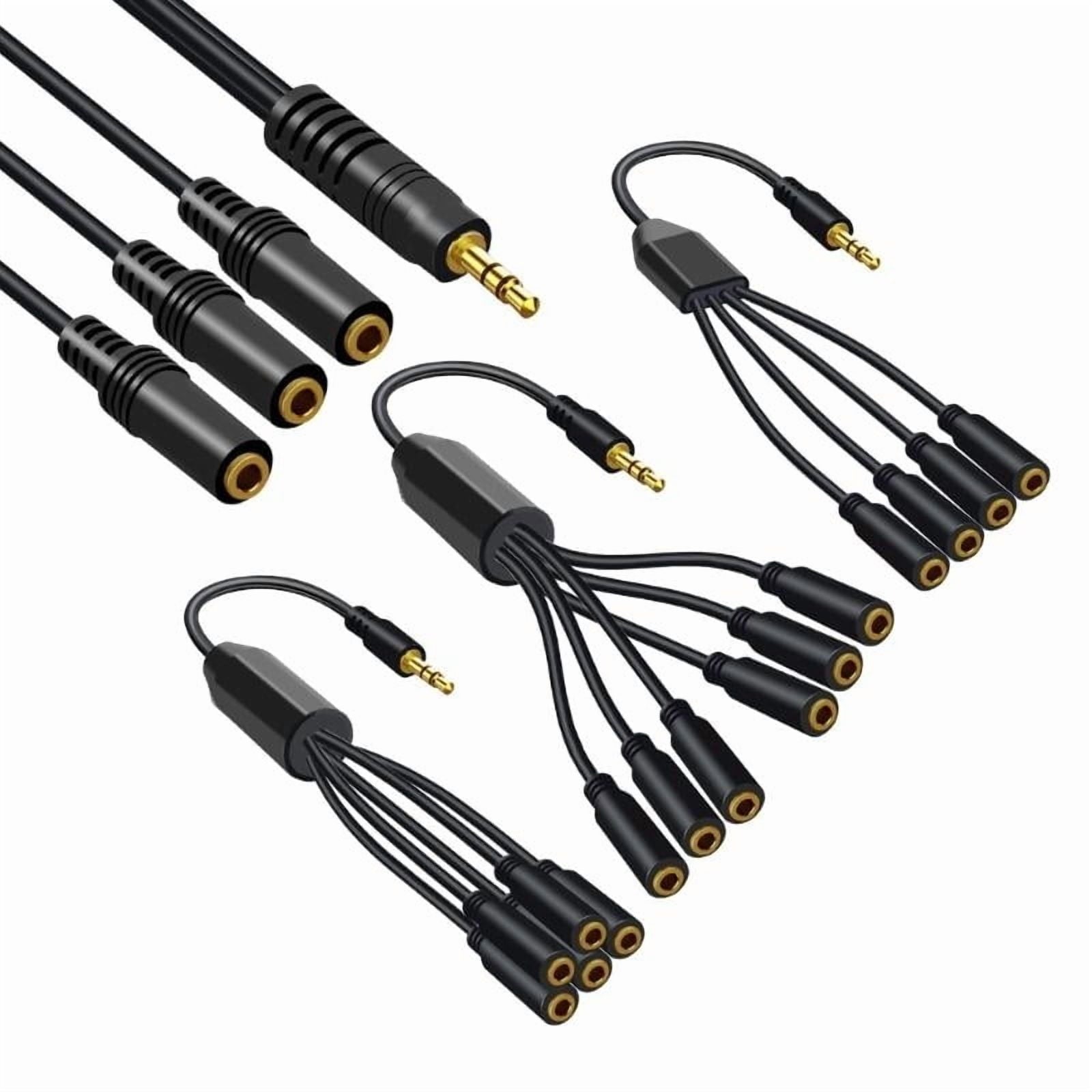 1 in 3/4/5/6 Out 3.5mm AUX Cord Male to Female Stereo AUX Converters Wire Splitter Cable Line for Headphones Speaker