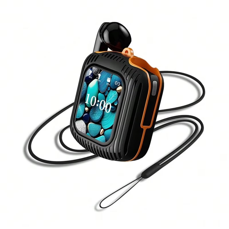 Intelligent Wireless Touch Screen Multifunctional Earphones ENC Noise Cancelling Bluetooth Earphones Black Orange
