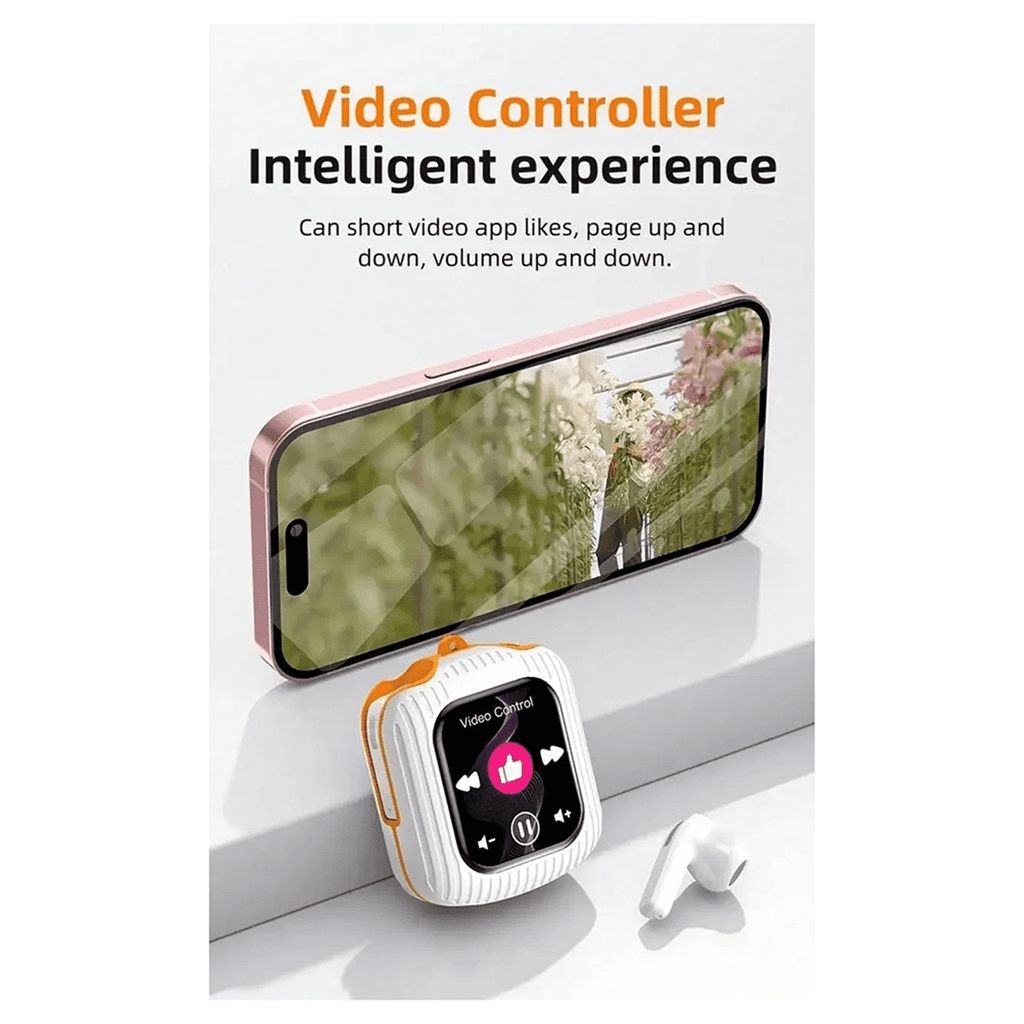 Intelligent Wireless Touch Screen Multifunctional Earphones ENC Noise Cancelling Bluetooth Earphones Black Orange
