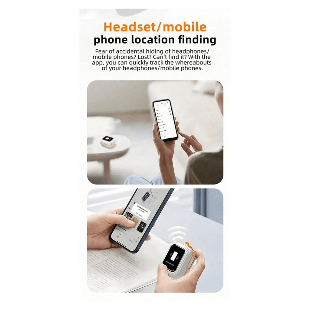 Intelligent Wireless Touch Screen Multifunctional Earphones ENC Noise Cancelling Bluetooth Earphones Black Orange