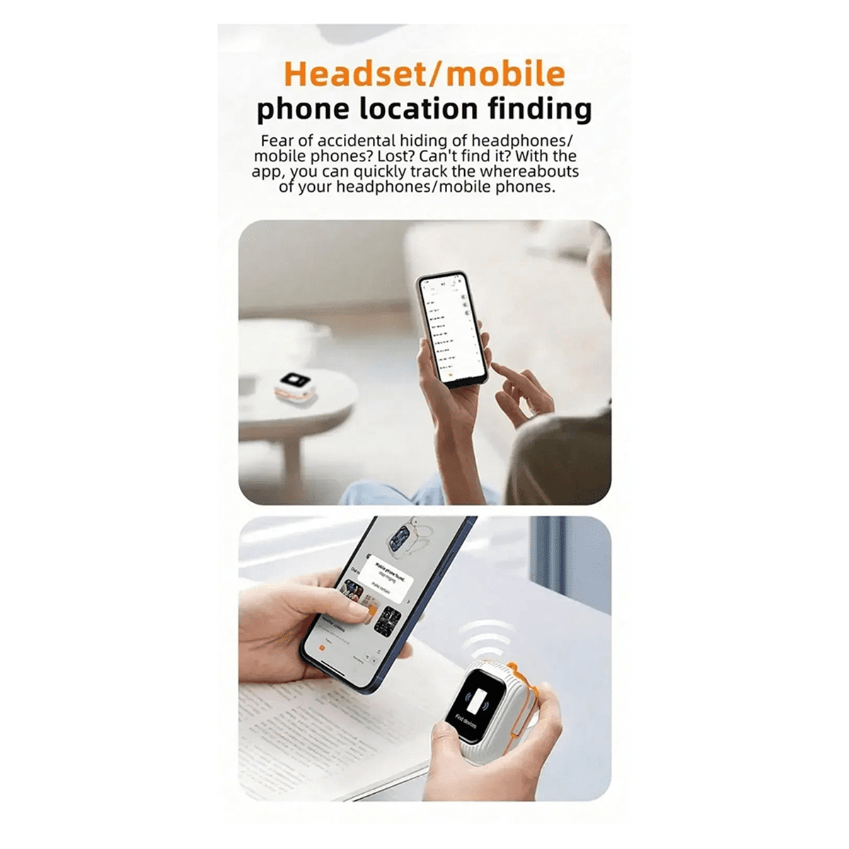 Intelligent Wireless Touch Screen Multifunctional Earphones ENC Noise Cancelling Bluetooth Earphones Black Orange