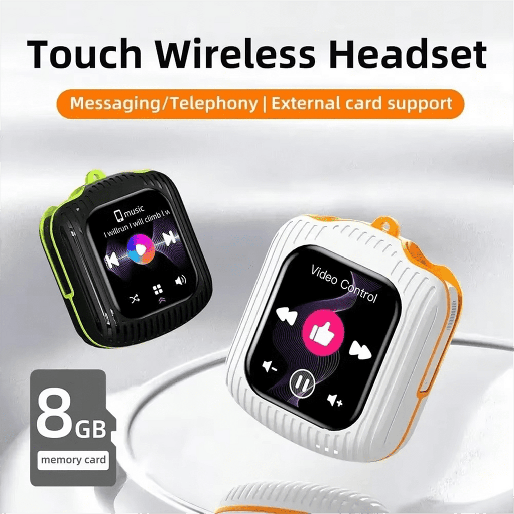 Intelligent Wireless Touch Screen Multifunctional Earphones ENC Noise Cancelling Bluetooth Earphones Black Orange