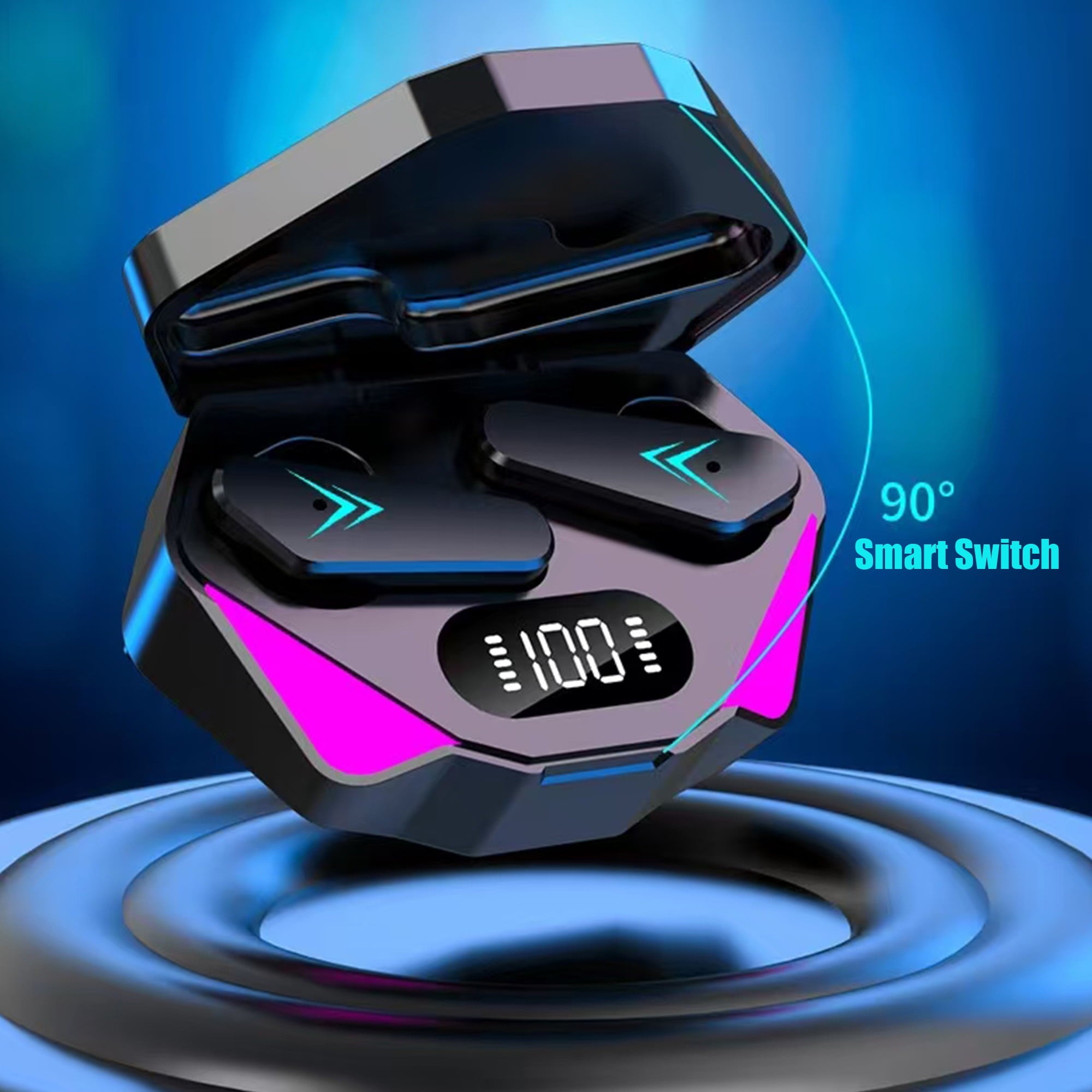Bluetooth Headphones True Wireless Earbuds 65H Playback Power Display Earphones with Wireless Charging Case X15 Waterproof in-Ear Earbuds with Mic for TV Phone Computer Laptop