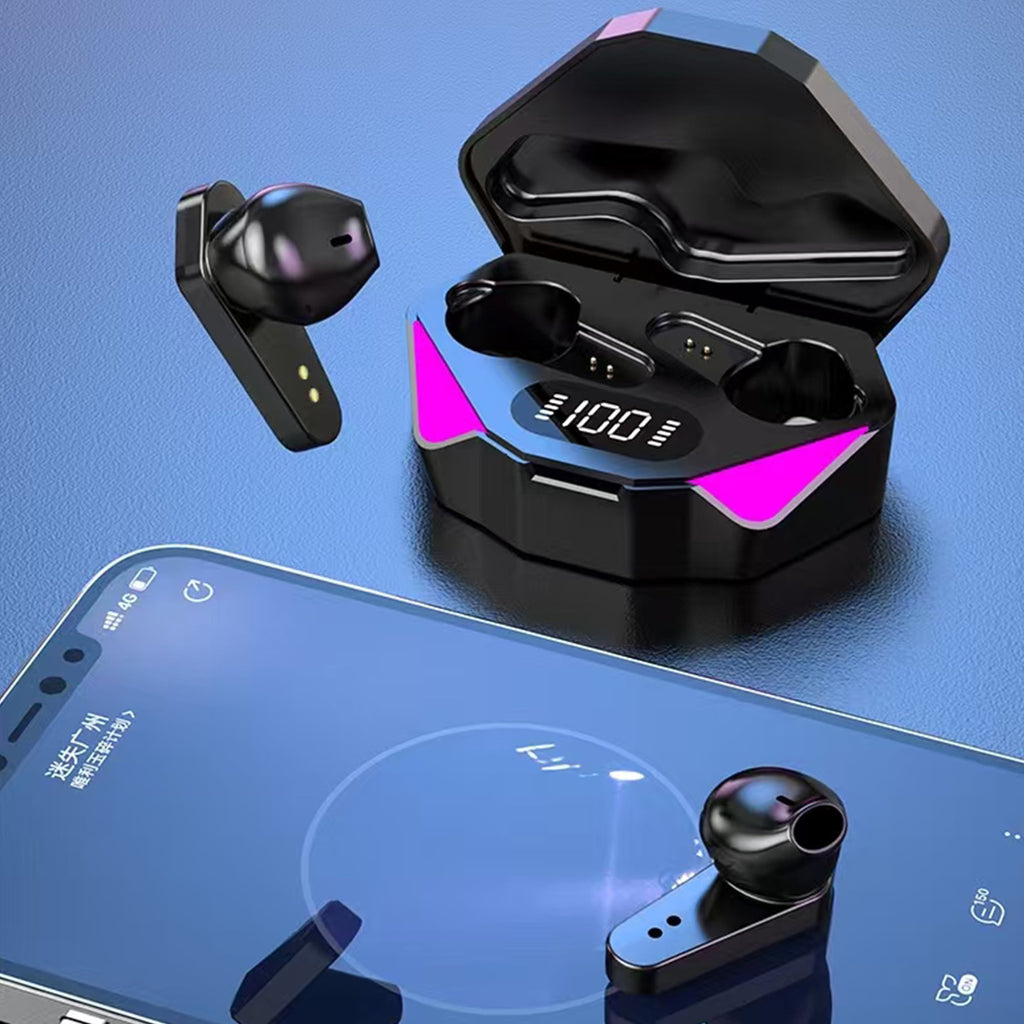 Bluetooth Headphones True Wireless Earbuds 65H Playback Power Display Earphones with Wireless Charging Case X15 Waterproof in-Ear Earbuds with Mic for TV Phone Computer Laptop