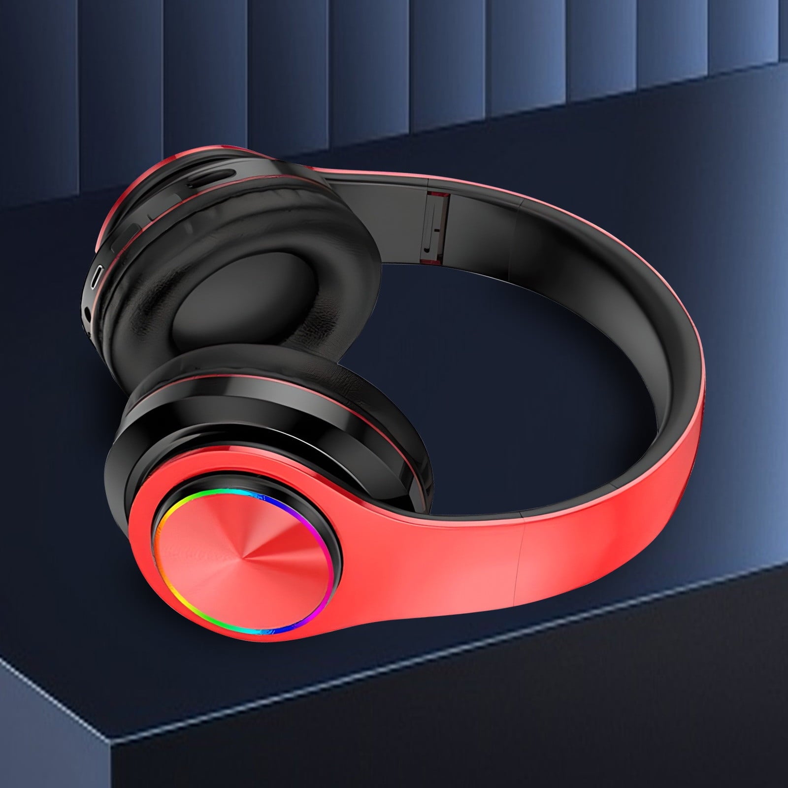 Wireless Headphones with Light Effects, Over-Ear Foldable Design, Long Battery Life, Bluetooth 5.0 and Built-In Microphone for Calls, Gaming, and Work
