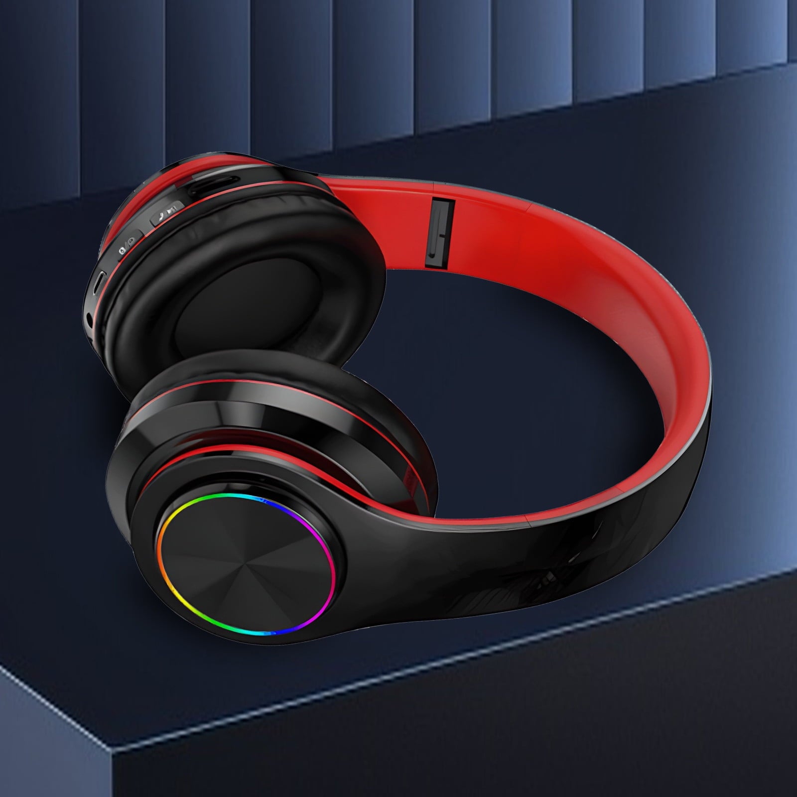 Wireless Headphones with Light Effects, Over-Ear Foldable Design, Long Battery Life, Bluetooth 5.0 and Built-In Microphone for Calls, Gaming, and Work