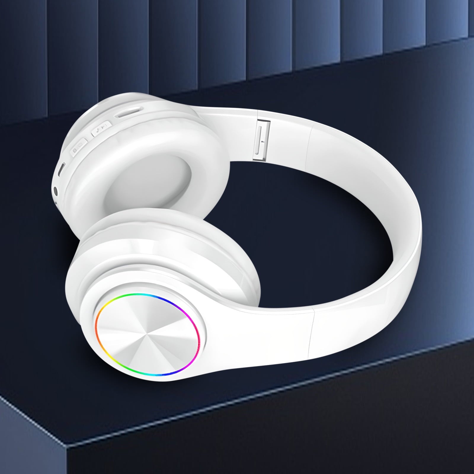 Wireless Headphones with Light Effects, Over-Ear Foldable Design, Long Battery Life, Bluetooth 5.0 and Built-In Microphone for Calls, Gaming, and Work