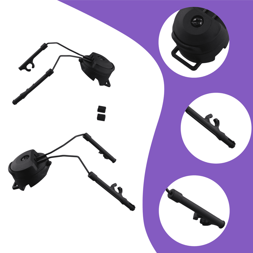 ckepdyeh Pickup Headphones Rail Bracket Multi-Angle Adjustable Flip Ear Cups Fixed Bracket Helmet Accessories Black