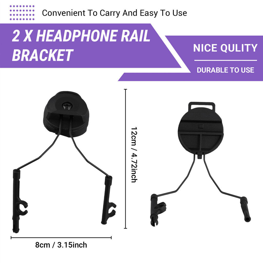 ckepdyeh Pickup Headphones Rail Bracket Multi-Angle Adjustable Flip Ear Cups Fixed Bracket Helmet Accessories Black