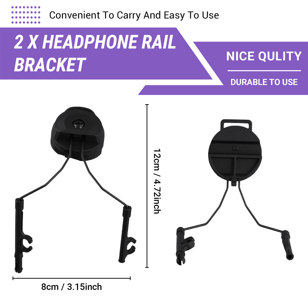 ckepdyeh Pickup Headphones Rail Bracket Multi-Angle Adjustable Flip Ear Cups Fixed Bracket Helmet Accessories Black